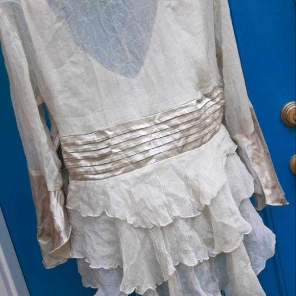 Silk Shirt Bohemian Hippie Shirt Top Flowy Ruffle Top Silk Scarf Shirt Boho Goth - Picture 6 of 8